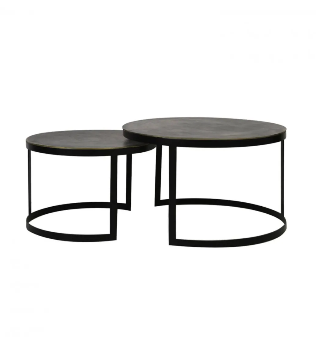 Zestaw 2 stolików kawowych TRELO 62 cm 76 cm antyczny brąz czarny*L&L