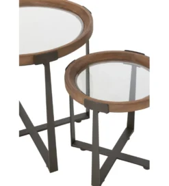 Zestaw 2 stolików kawowych TREMI 60cm 40 cm naturalne szklane*J-Line Best