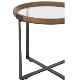 Zestaw 2 stolików kawowych TREMI 60cm 40 cm naturalne szklane*J-Line Best