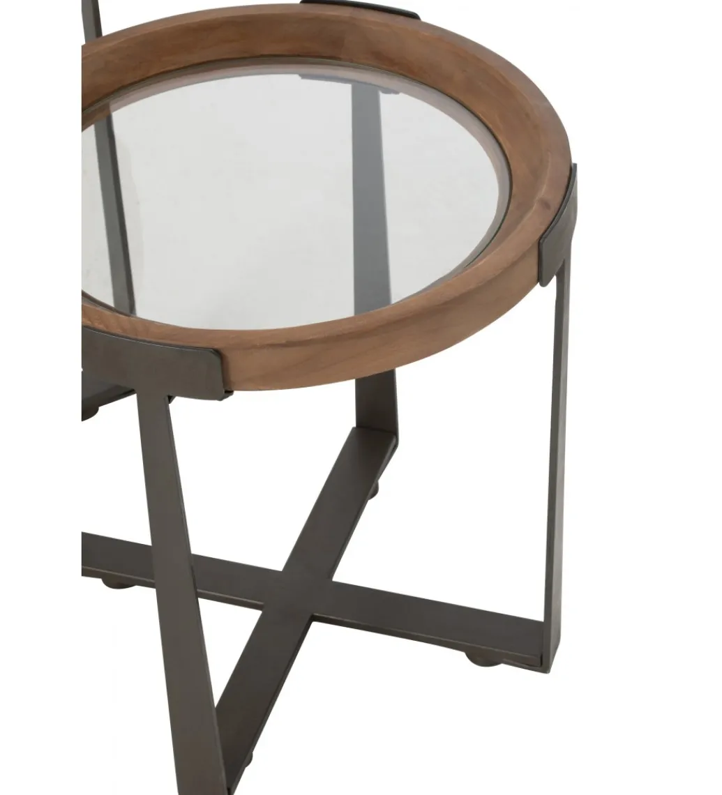 Zestaw 2 stolików kawowych TREMI 60cm 40 cm naturalne szklane*J-Line Best