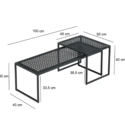 Zestaw 2 stolików kawowych WOHNLING czarne*WOHNLING, GERMANY Hot