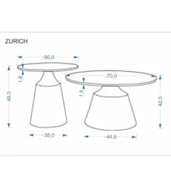 Zestaw 2 stolików kawowych ZURICH 70 cm 50 cm blat trawertyn podstawa kaszmir*Halmar