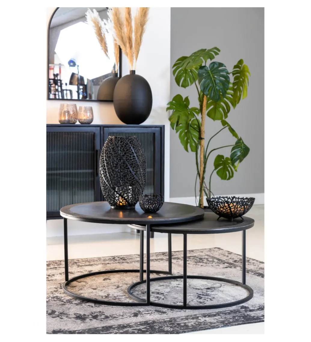 Zestaw 2 stolików TALCA 75 cm 67 cm czarny*L&L Best