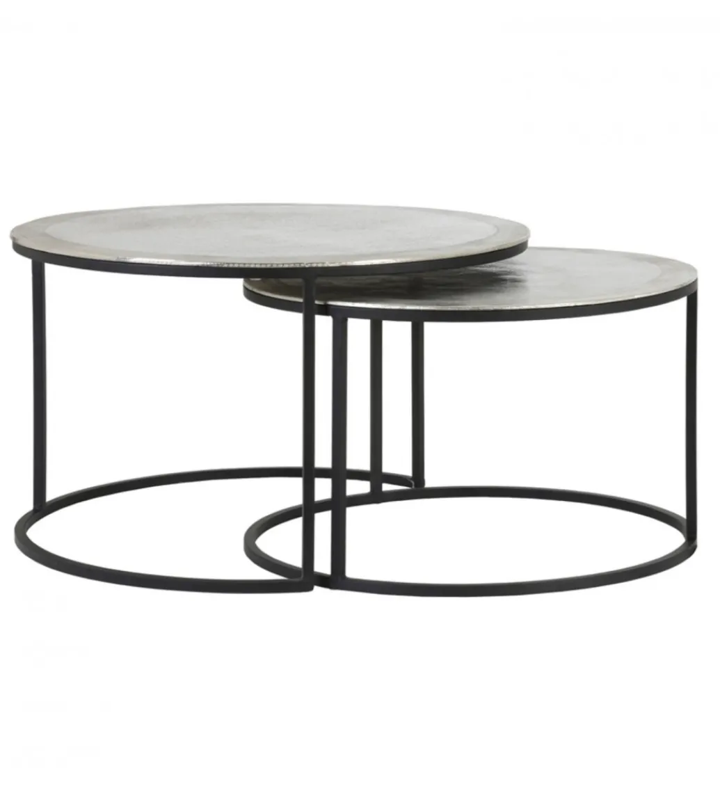 Zestaw 2 stolików TALCA 75 cm 67 cm nikiel*L&L Clearance