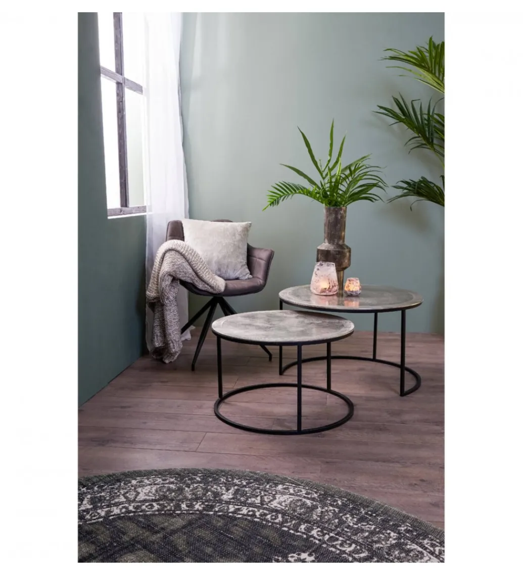 Zestaw 2 stolików TALCA 75 cm 67 cm nikiel*L&L Clearance