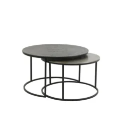 Zestaw 2 stolików TALCA 75 cm 67 cm srebrne*L&L Clearance