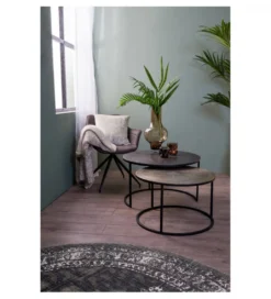 Zestaw 2 stolików TALCA 75 cm 67 cm srebrne*L&L Clearance