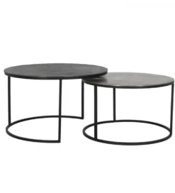 Zestaw 2 stolików TALCA 75 cm 67 cm srebrne*L&L Clearance